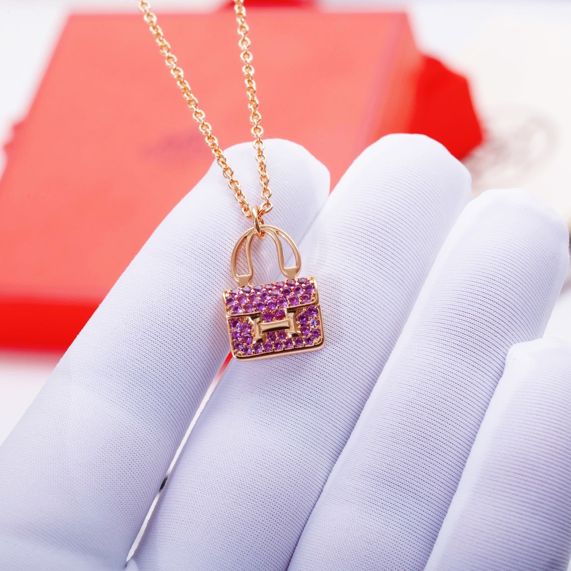 HERMES CONSTANCE PEDANT PURPLE DIAMOND NECKLACE