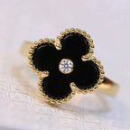 VCA CLOVER ONYX RING GOLD DIAMOND