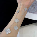 VCA CLOVER 5 MOTIFS SILVER DIAMONDS NECKLACE