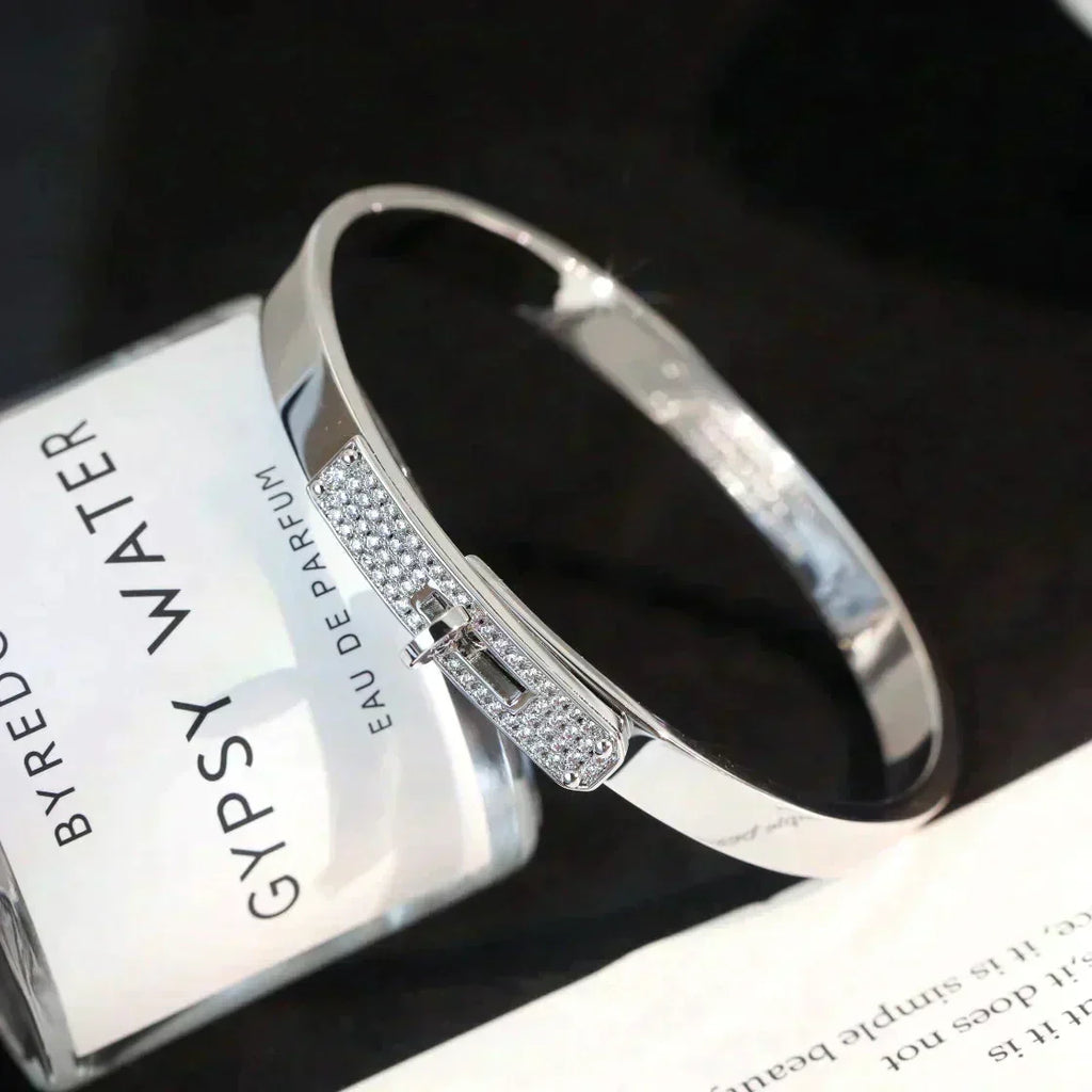 HERMES KELLY SILVER DIAMOND BRACELET
