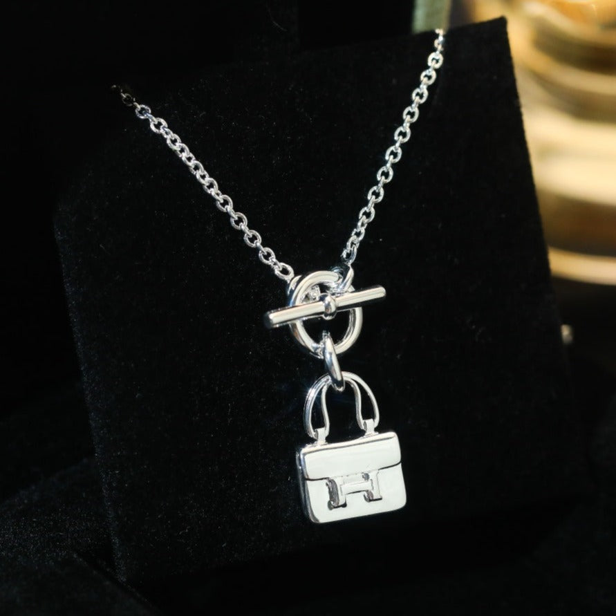 HERMES POP H PEDANT SILVER NECKLACE