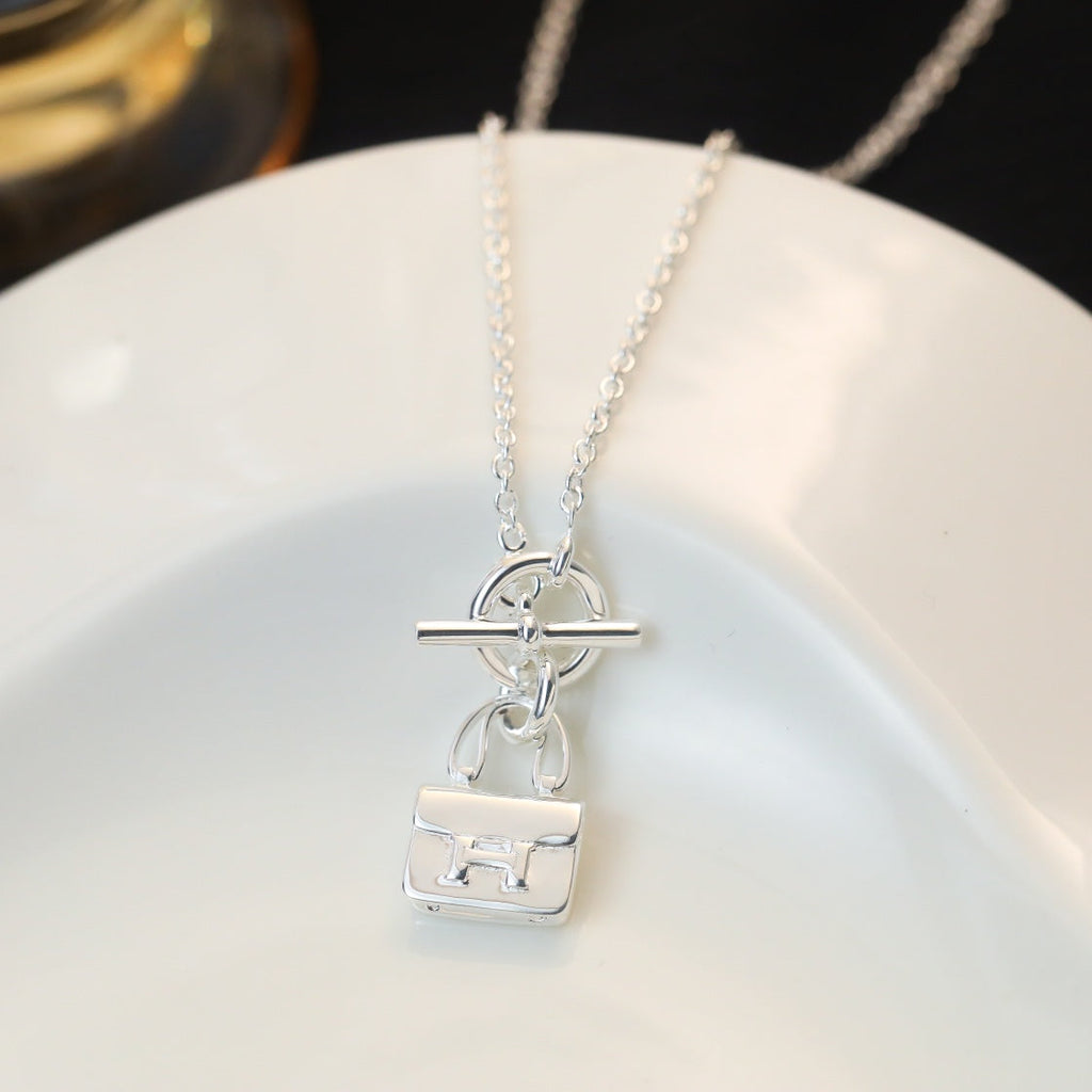 HERMES POP H PEDANT SILVER NECKLACE