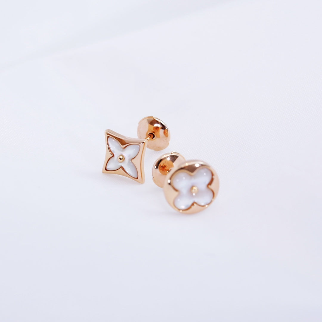 LOUIS VUITTON STAR AND SUN PINK GOLD MOP STUD EARRINGS