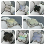 VCA CLOVER 16 MOTIF CHALCEDONY MOP SILVER NECKLACE