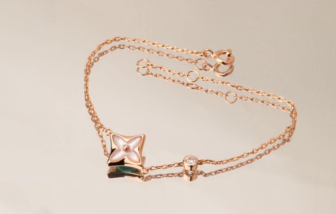 LOUIS VUITTON STAR PINK MOP 1 DIAMOND PINK GOLD NECKLACE