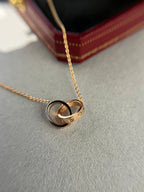 CARTIER LOVE NECKLACE DOUBLE RING PINK GOLD