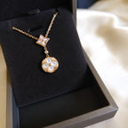 LOUIS VUITTON STAR AND SUN WHITE MOP 2 MOTIF PINK GOLD NECKLACE