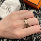 HERMES OLYMPE PINK GOLD RING