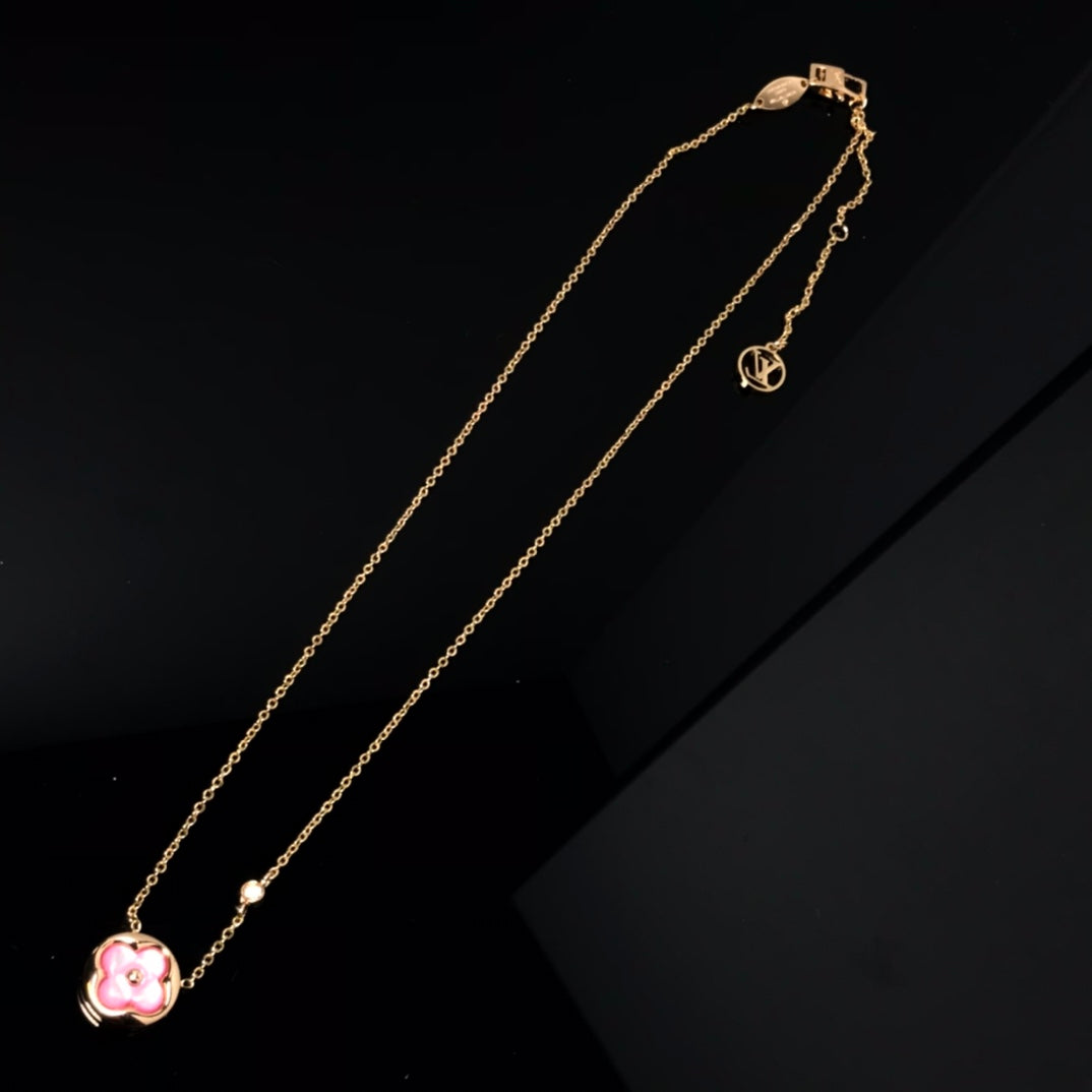 LOUIS VUITTON COLOR BLOSSOM PINK MOP SUN GOLD NECKLACE