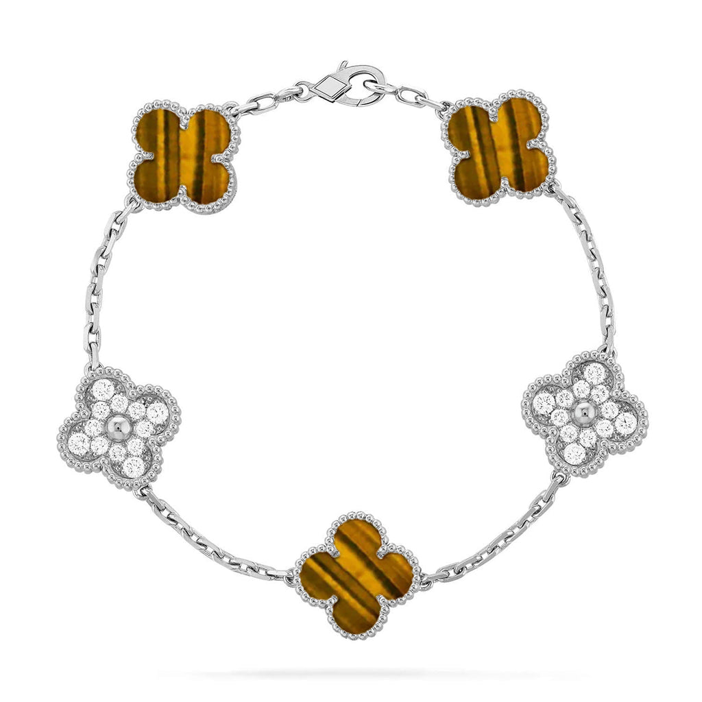 VCA CLOVER 5 MOTIFS TIGER EYE BRACELET COLLECTION