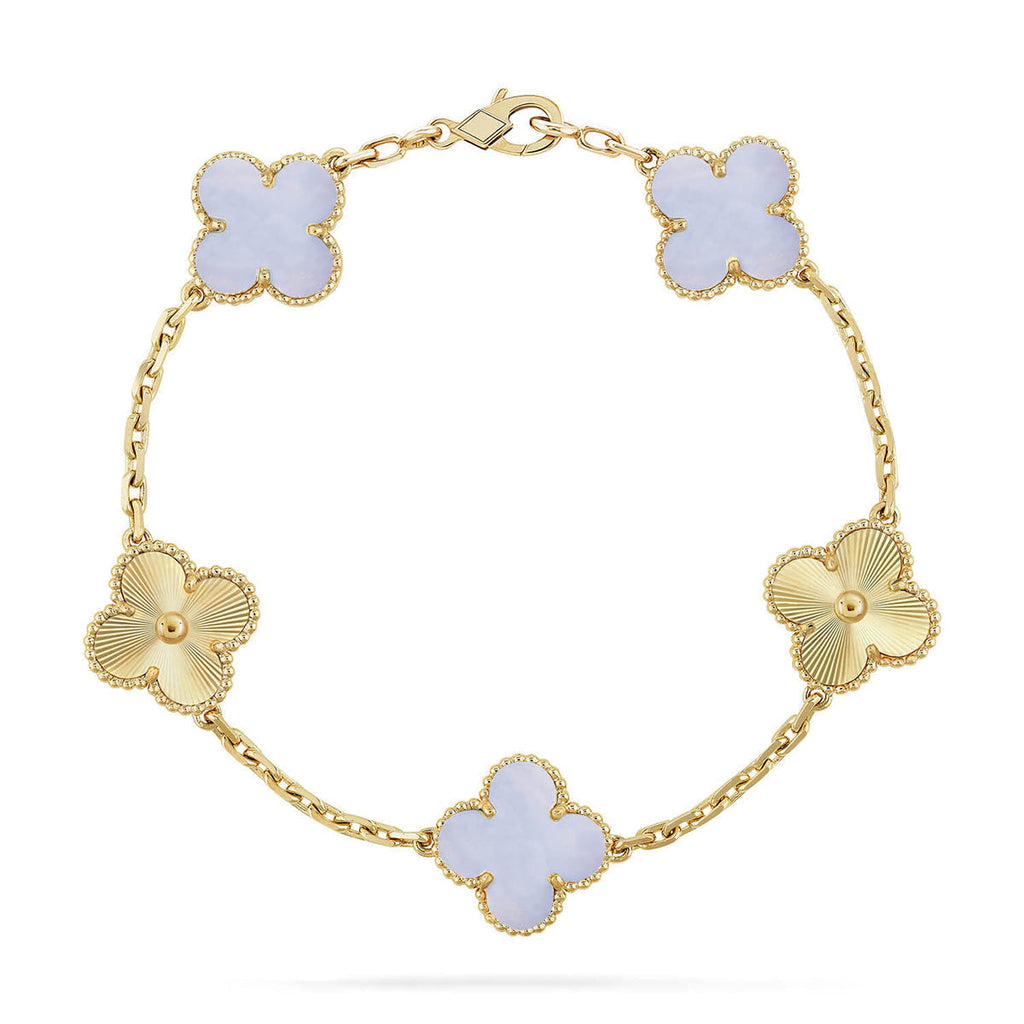 VCA CLOVER 5 MOTIF PURPLE CHALCEDONY BRACELET COLLECTION