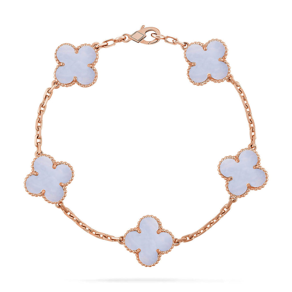 VCA CLOVER 5 MOTIF PURPLE CHALCEDONY BRACELET COLLECTION