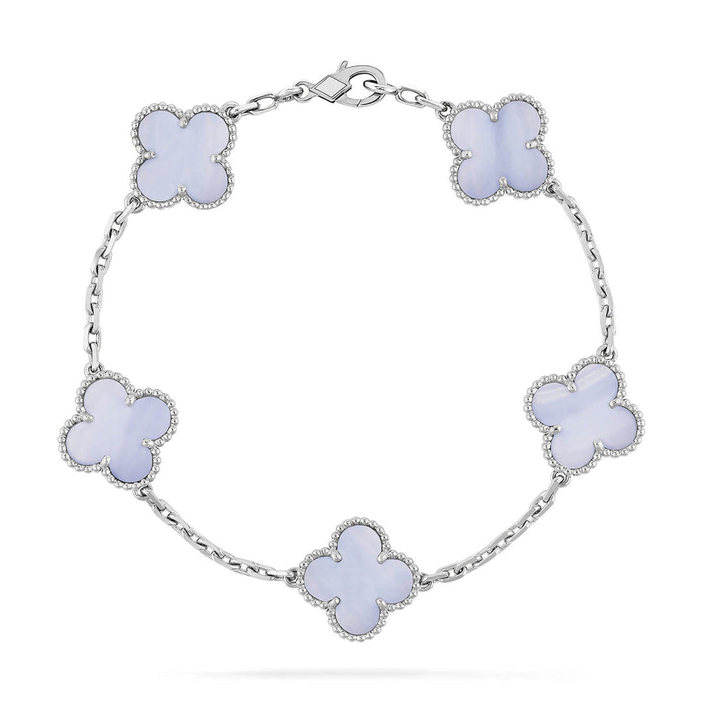 VCA CLOVER 5 MOTIF PURPLE CHALCEDONY BRACELET COLLECTION