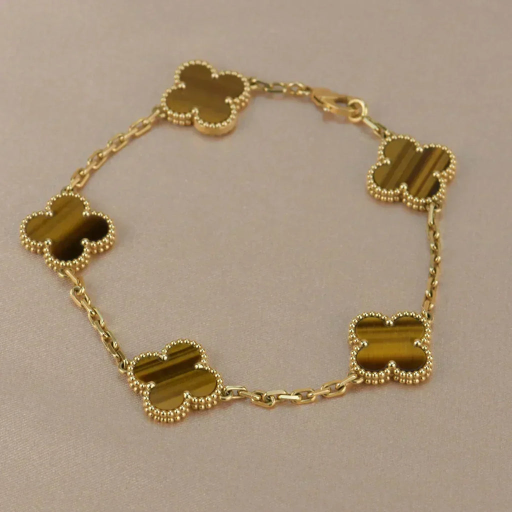 VCA CLOVER 5 MOTIFS TIGER EYE BRACELET COLLECTION