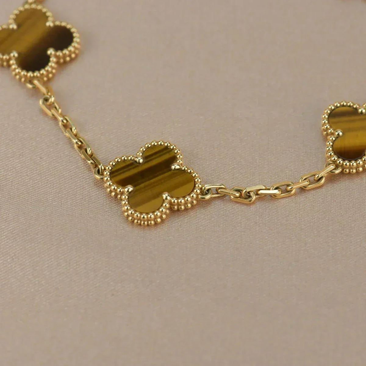 VCA CLOVER 5 MOTIFS TIGER EYE BRACELET COLLECTION
