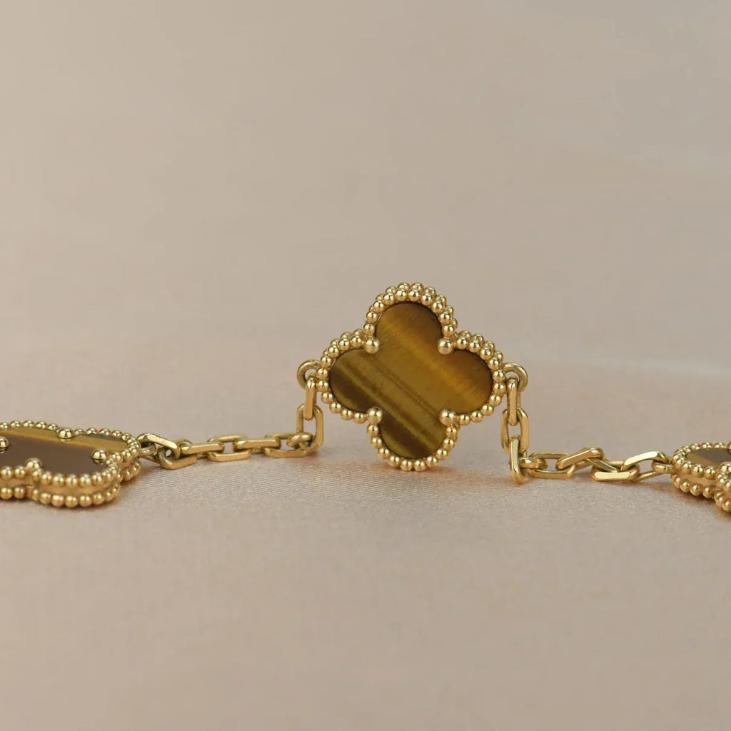 VCA CLOVER 5 MOTIFS TIGER EYE BRACELET COLLECTION