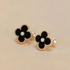 VCA CLOVER MEDIUM 1 MOTIFS ONYX DIAMOND EARRINGS