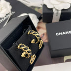Chanel Black Leather Earrings