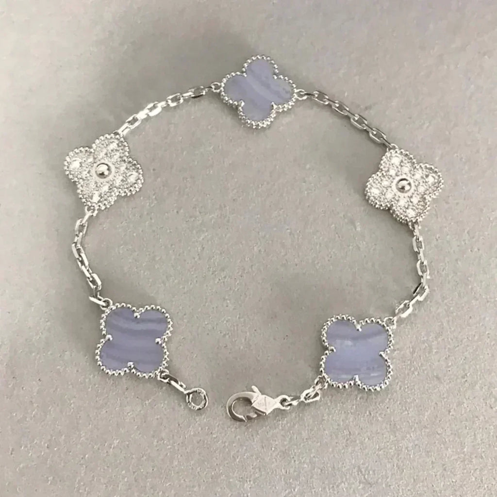 VCA CLOVER 5 MOTIF PURPLE CHALCEDONY BRACELET COLLECTION