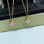 VCA CLOVER 9.5MM PINK MOTHER OF PEARL SINGLE FLOWER NECKLACE