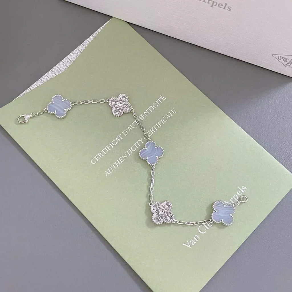 VCA CLOVER 5 MOTIF PURPLE CHALCEDONY BRACELET COLLECTION