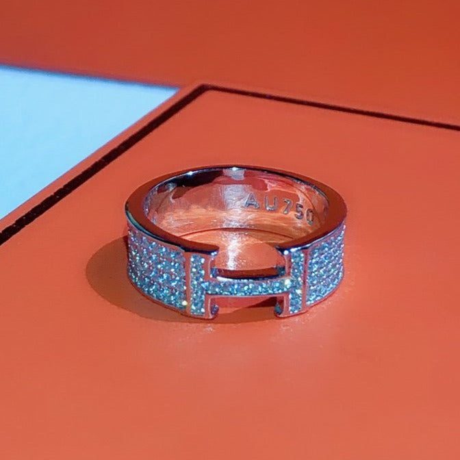 HERMES H RING FULL DIAMOND
