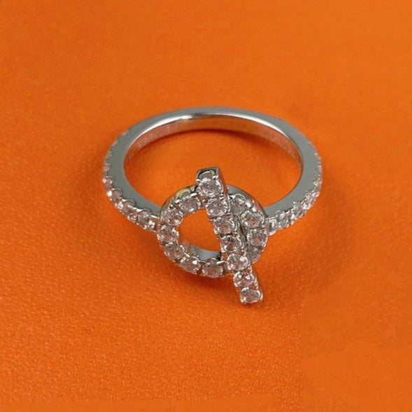 HERMES ECHAPPEE RING SILVER DIAMOND