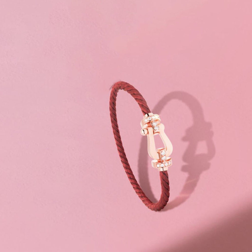FRED FORCE 10 HALF DIAMOND PINK GOLD RED CORDERI LARGE AND MEDIUM MODEL