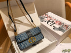 dior-new-fashion-denim-chain-bag-22x13x6cm Shoulder
