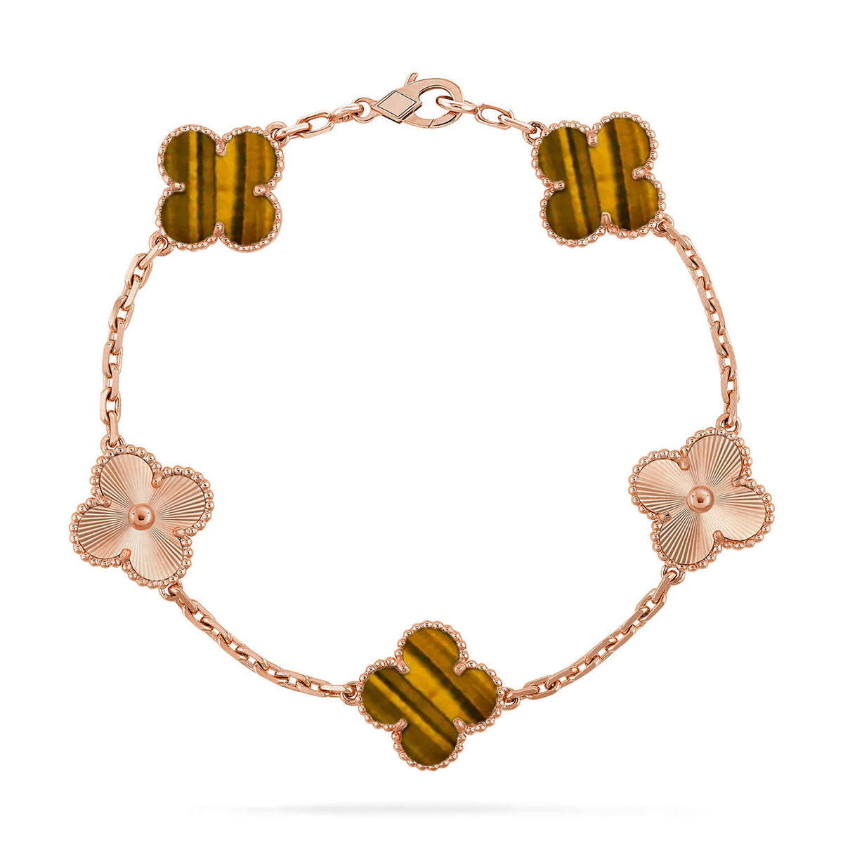 VCA CLOVER 5 MOTIFS TIGER EYE BRACELET COLLECTION