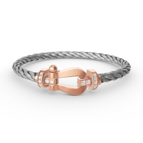 FRED FORCE LARGE HORSESHOE HALF DIAMOND BRACELET ROSE GOLD