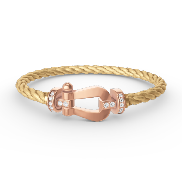 FRED FORCE LARGE HORSESHOE HALF DIAMOND BRACELET ROSE GOLD