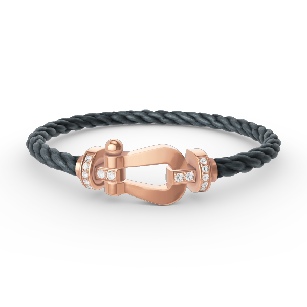 FRED FORCE LARGE HORSESHOE HALF DIAMOND BRACELET ROSE GOLD