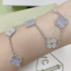 VCA CLOVER 5 MOTIF PURPLE CHALCEDONY BRACELET COLLECTION