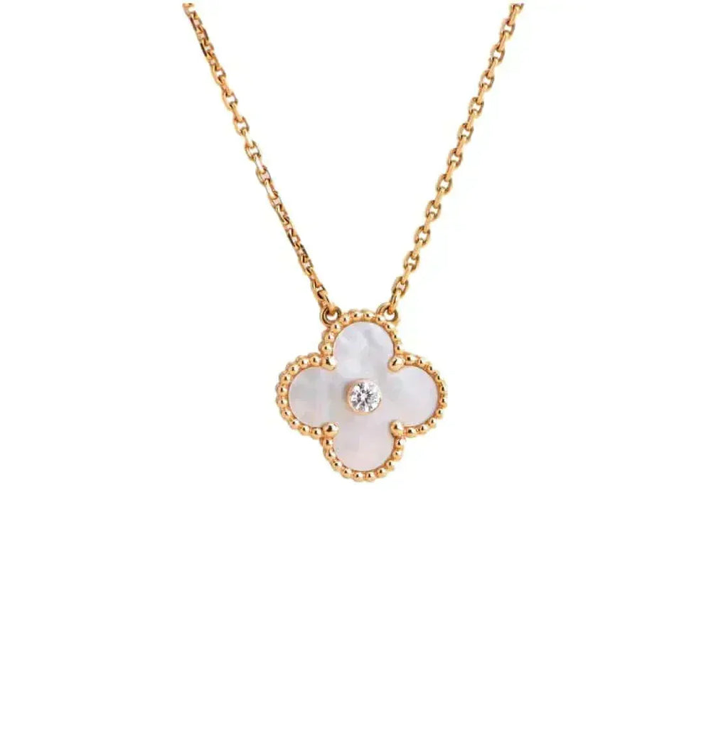 VCA CLOVER 15MM DIAMOND WHITE FRITILLARIA NECKLACE