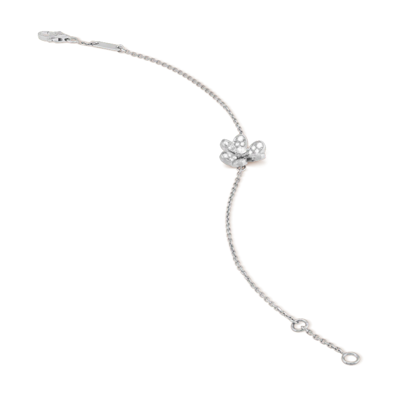VCA FRIVOLE SILVER FLOWER DIAMOND BRACELET