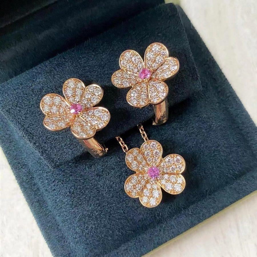 VCA FRIVOLE ROSE GOLD FLOWER DIAMOND NECKLACE