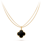 VCA CLOVER 25MM GOLD ONYX BIG CLOVER NECKLACE